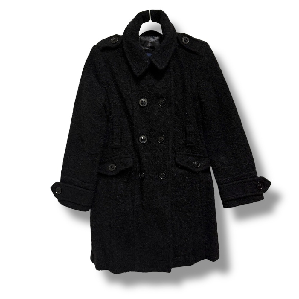 Gap Kids Black Double Breasted Textured Wool Blend Coat Girls Size M 8 Boucle